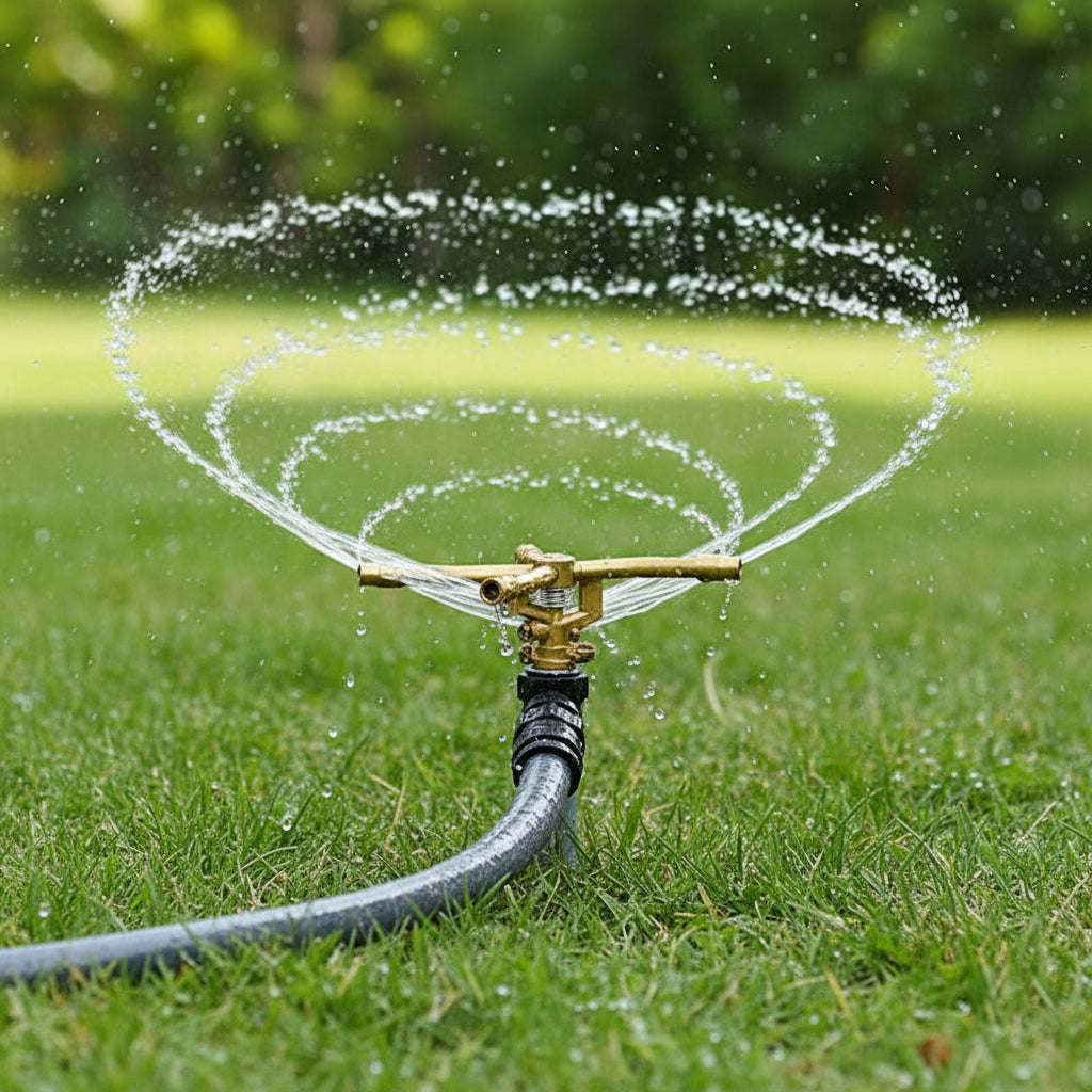 SpinJet Pro – 360° Brass Garden Sprinkler – Adjustable Watering System