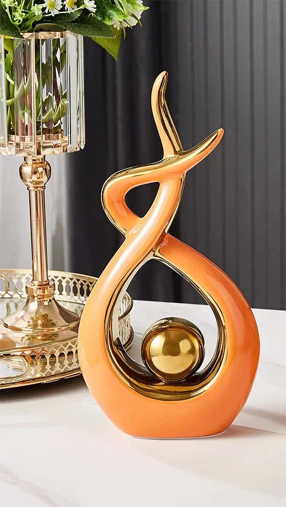 Abstract Ceramic Sculpture - Modern Luxe with Gold Accents, Decorative Art Piece for Living Room & Office 11