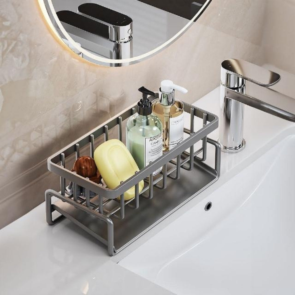 Alaris Sink Caddy - Carbon Steel, Self-Draining Kitchen Sponge Holder 7