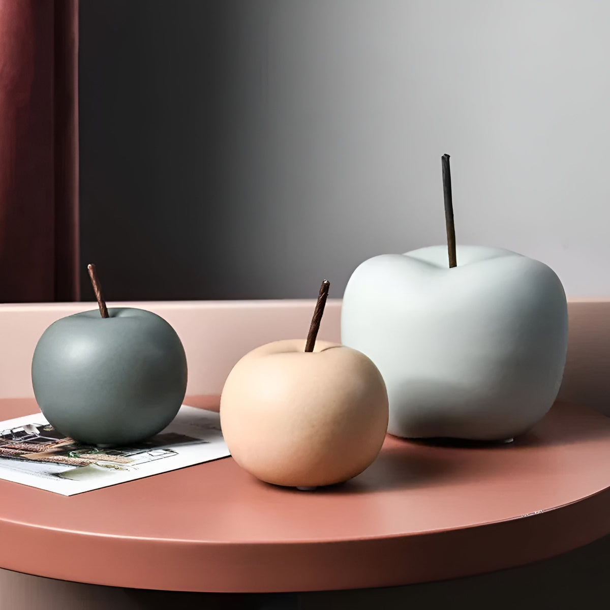Artis Apple Ornament - Handcrafted Ceramic, Pastel Hues 5