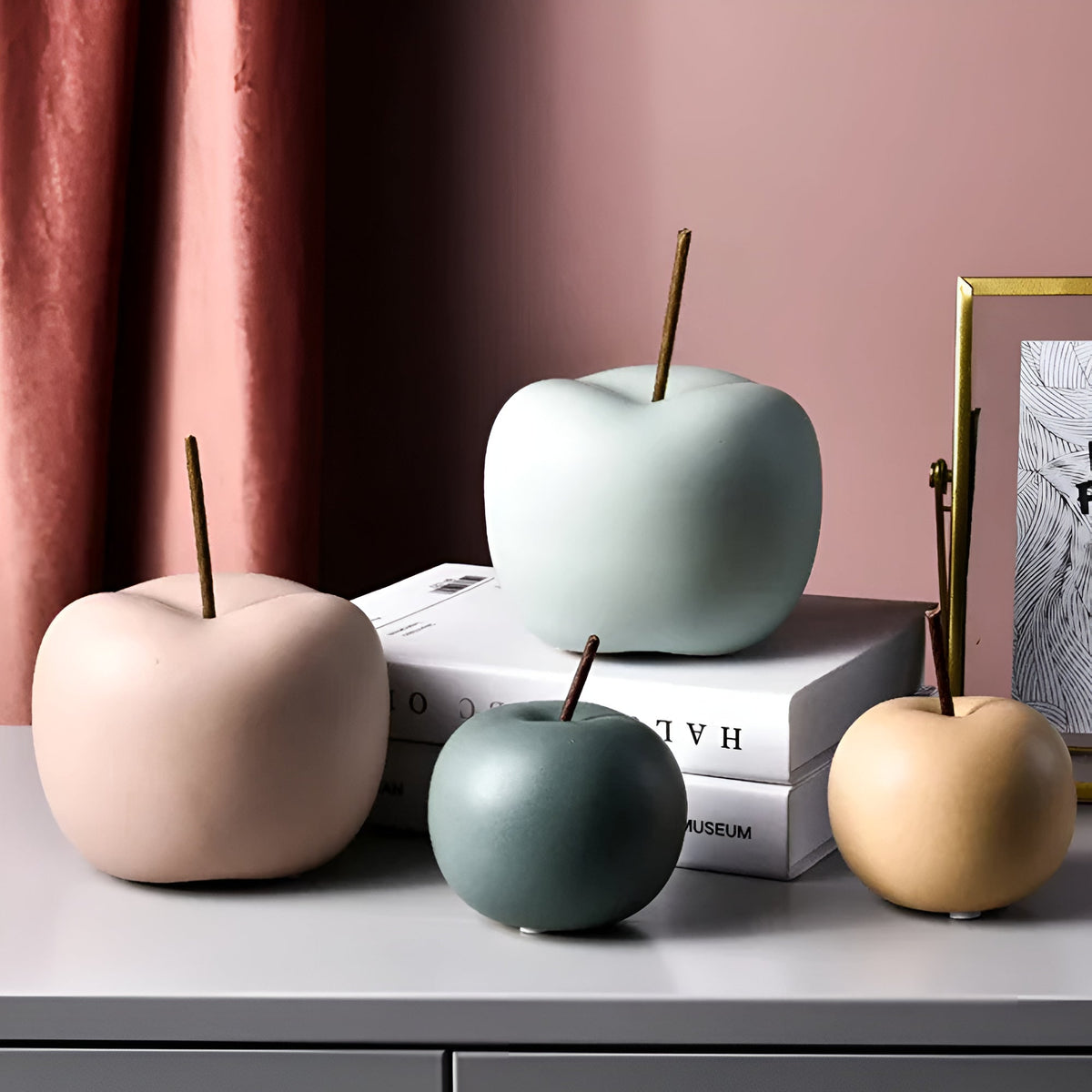 Artis Apple Ornament - Handcrafted Ceramic, Pastel Hues 7