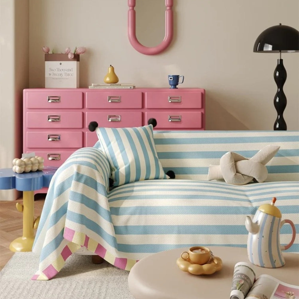 Astra Sofa Cover - Soft Microfiber, Striped Design 4