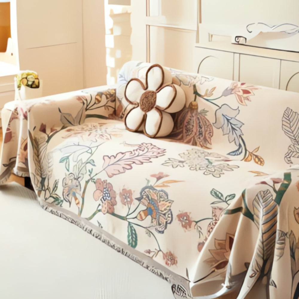 Aveline Sofa Cover - Reversible Floral Jacquard, Soft Fabric 0