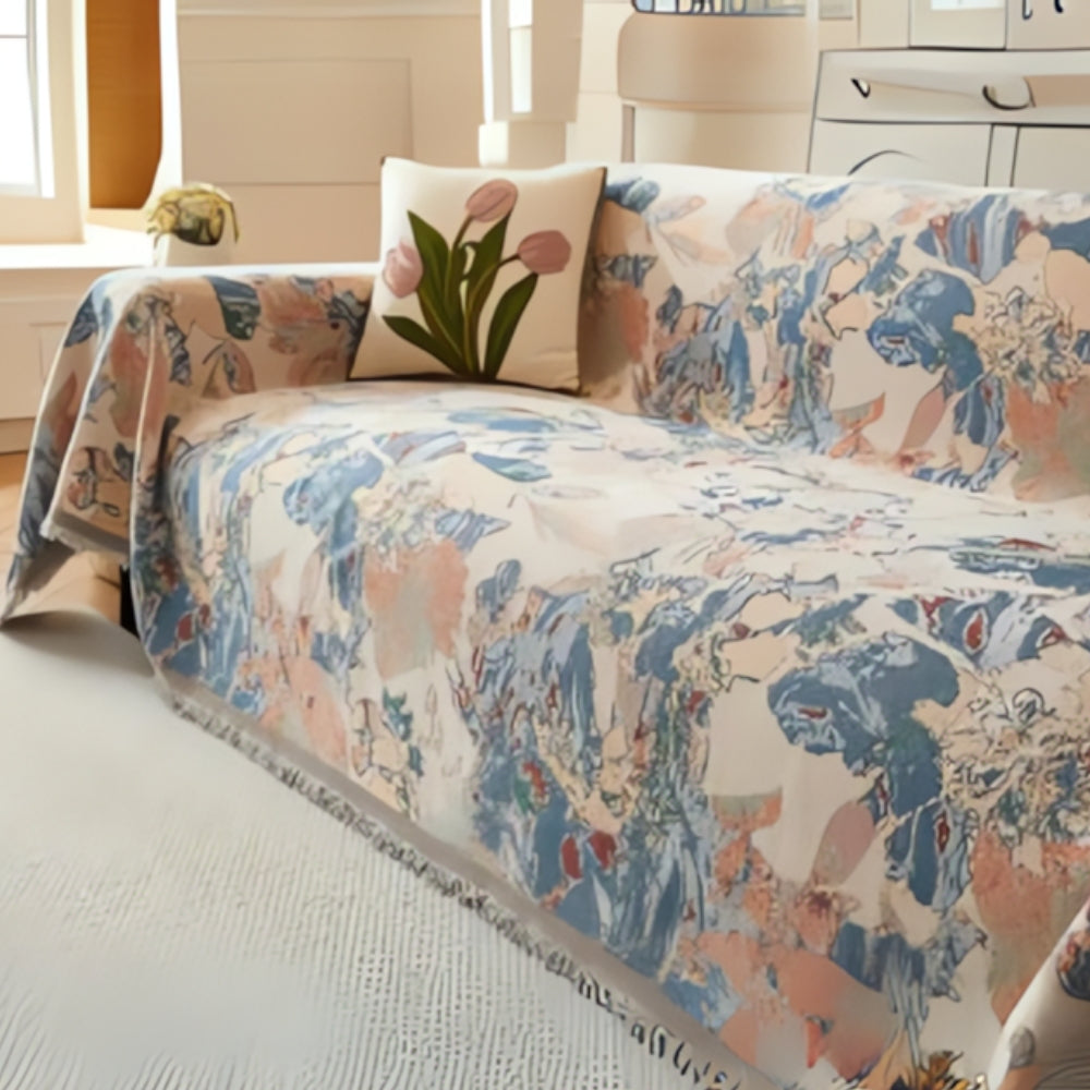 Aveline Sofa Cover - Reversible Floral Jacquard, Soft Fabric 2