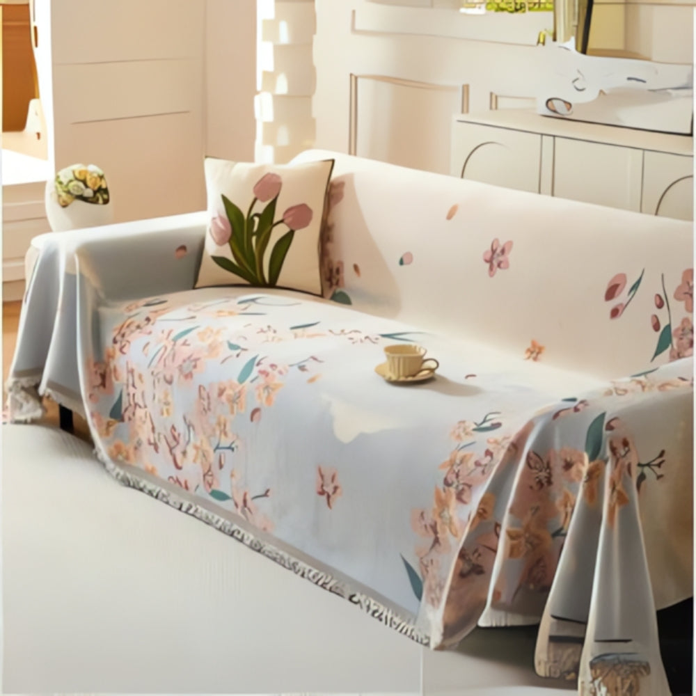 Aveline Sofa Cover - Reversible Floral Jacquard, Soft Fabric 3
