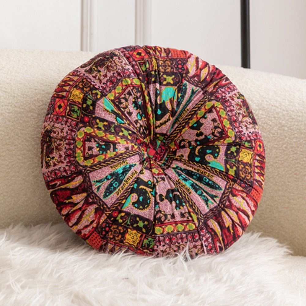 Bohara Round Cushion - Soft Microfiber, Vibrant Tribal Design 4