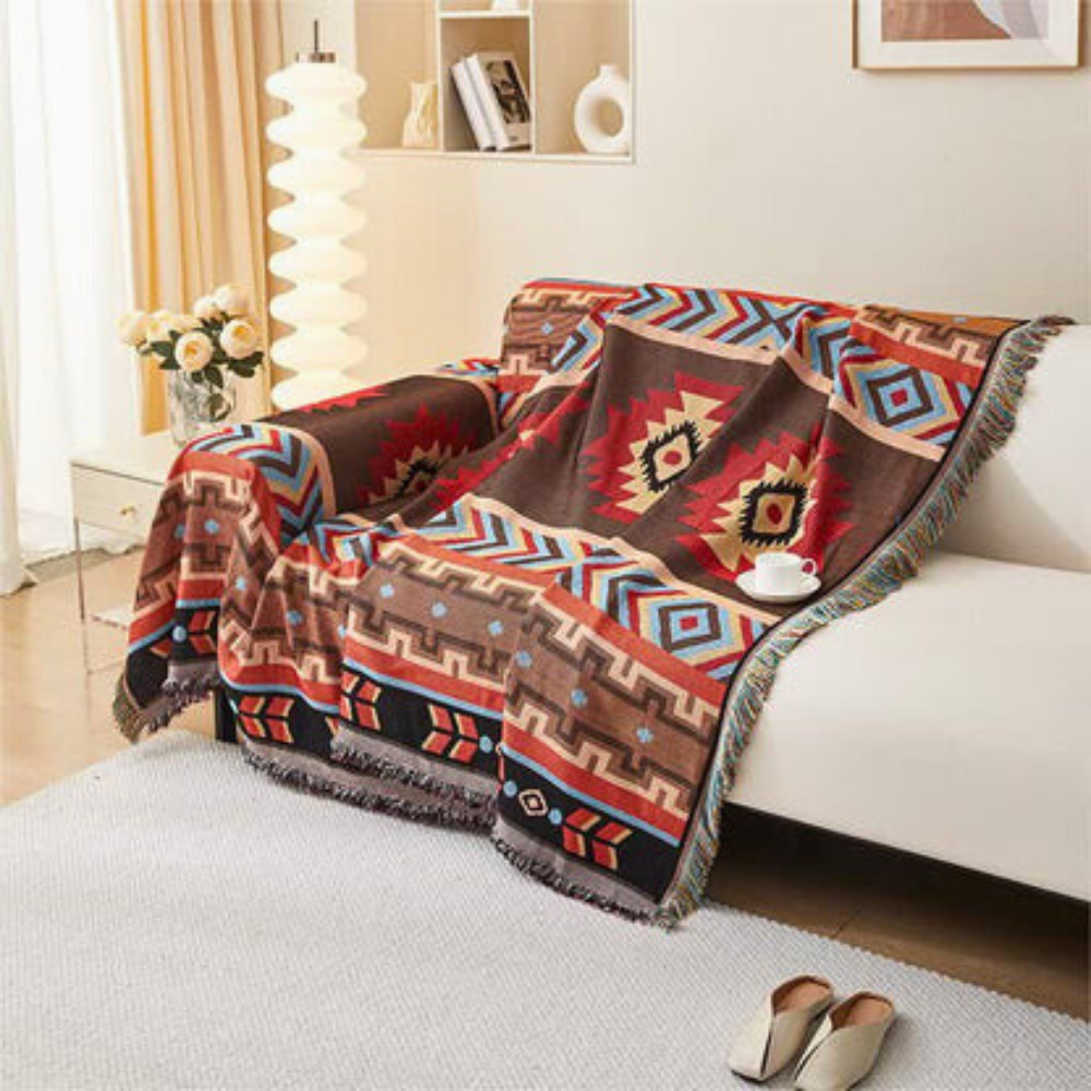 Breeze Sofa Cover - Breathable Polyester-Cotton Blend, Boho Geometric Design 2