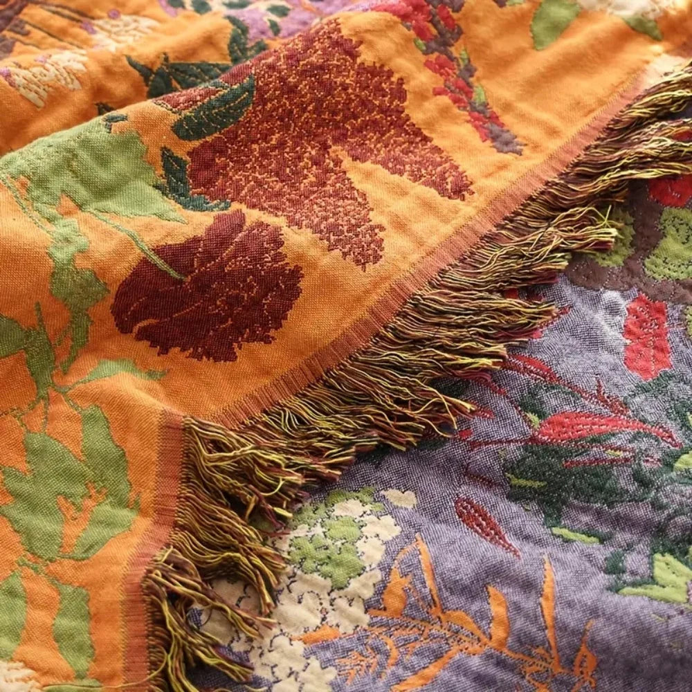 Brenley Floral Blanket - Cotton, Lightweight, Reversible Design 5