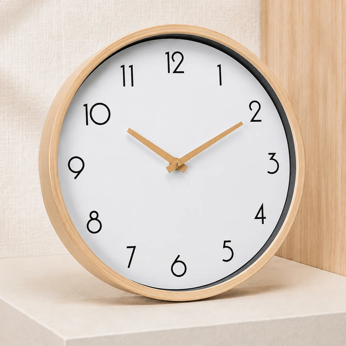 Caden Large Wall Clock - Wood-Grain Frame, Modern Minimalist Design 0