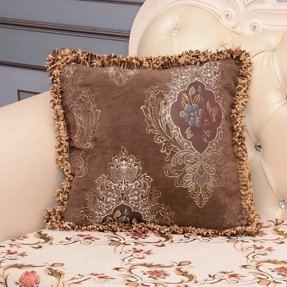 Cameron Cushion Cover - Chenille Jacquard, Elegant Floral Design for Sofa & Couch 1