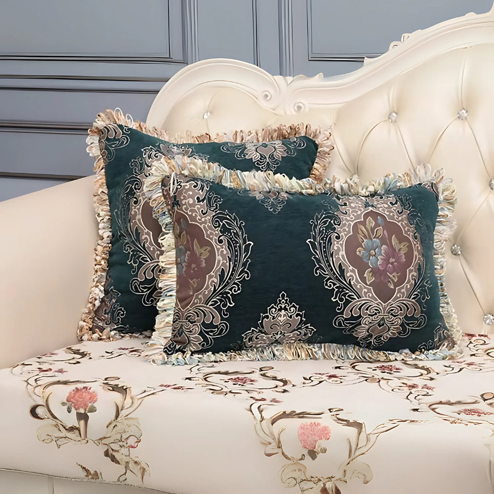 Cameron Cushion Cover - Chenille Jacquard, Elegant Floral Design for Sofa & Couch 10