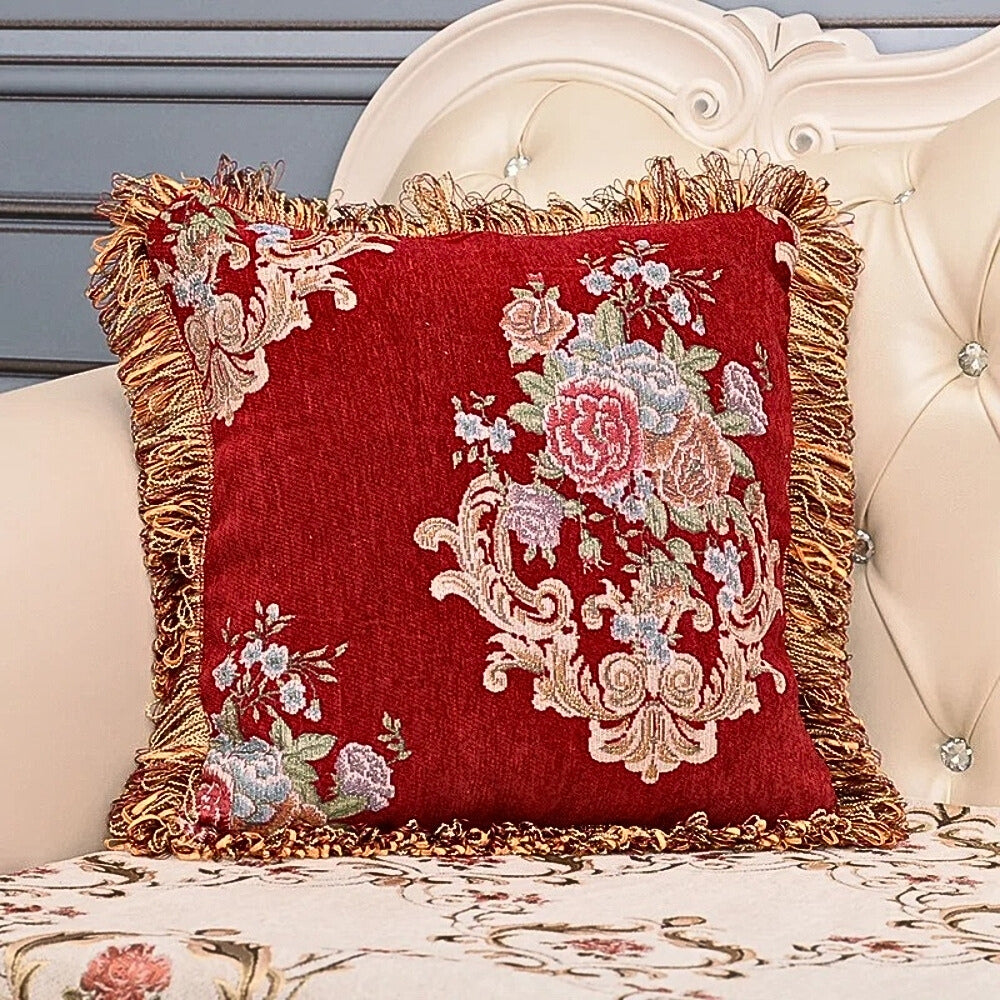 Cameron Cushion Cover - Chenille Jacquard, Elegant Floral Design for Sofa & Couch 4