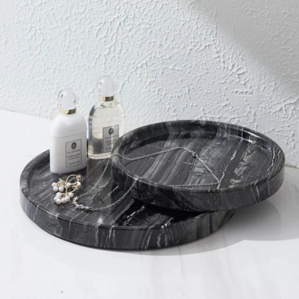 Cira Jewelry Tray Organizer - Premium Black Marble, Elegant Design 1