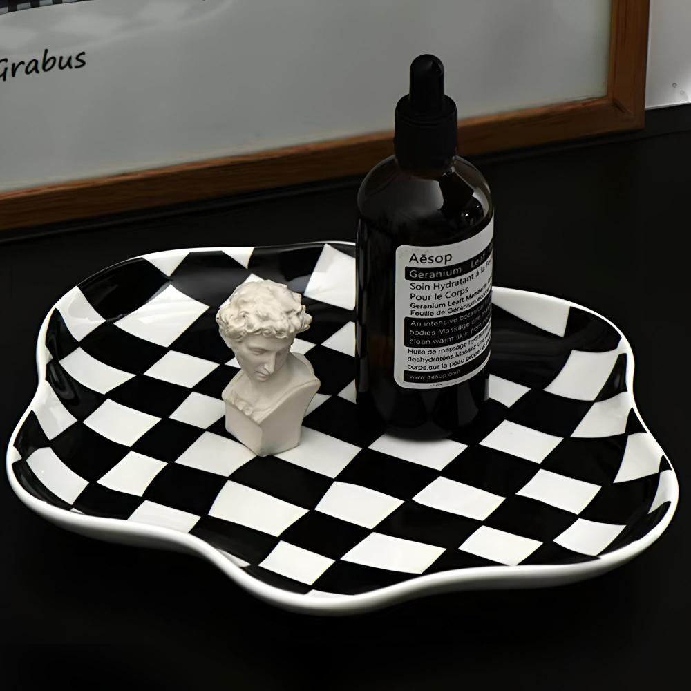 Cleo Checkered Plate - Durable Ceramic, Versatile Dishware 2