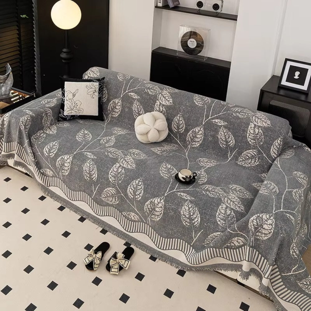 Cleo Sofa Cover - Chenille Leaf Pattern, Machine Washable, Anti-Slip 6