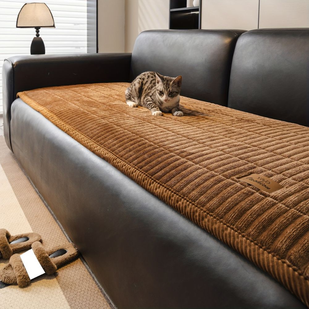Cozmo Couch Cover - Quilted Microfiber, Modern Design for Sectional Sofas and Dogs 1