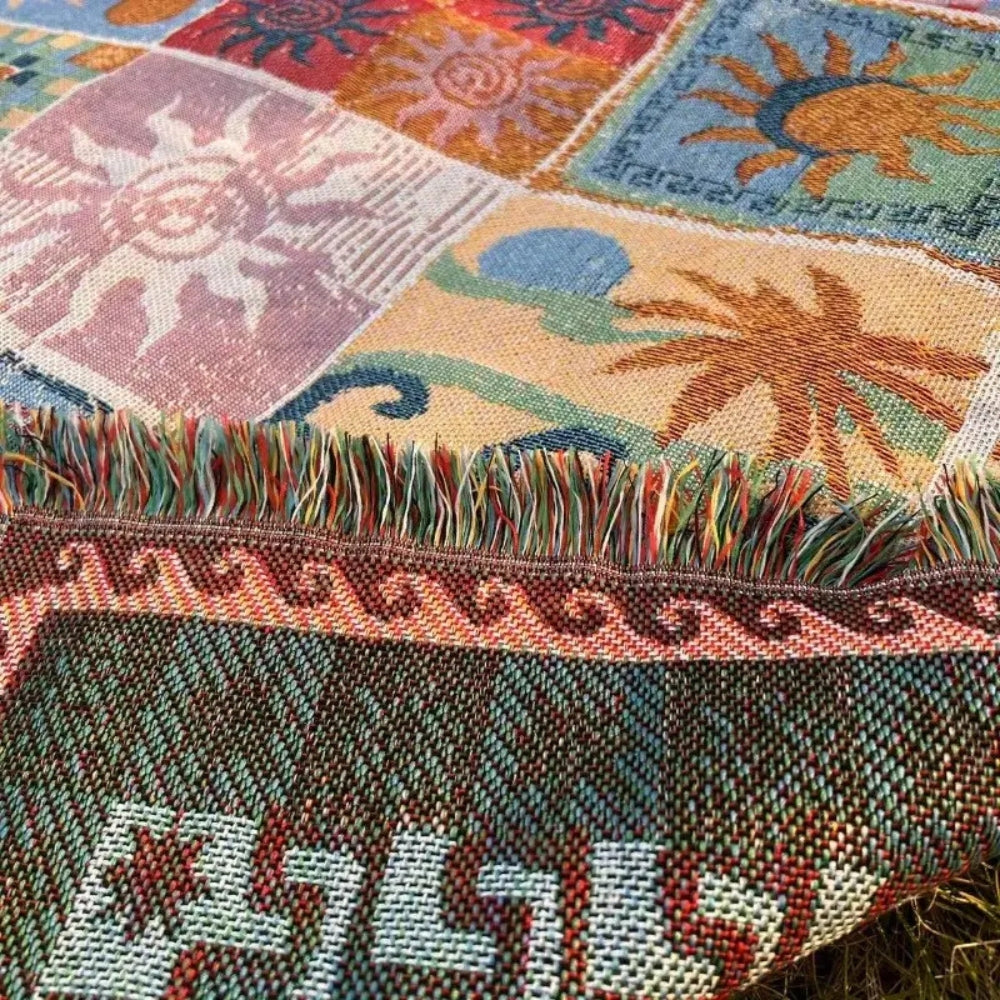 SolaraWeave Blanket - Picnic Blanket - Boho Style - Outdoor Comfort