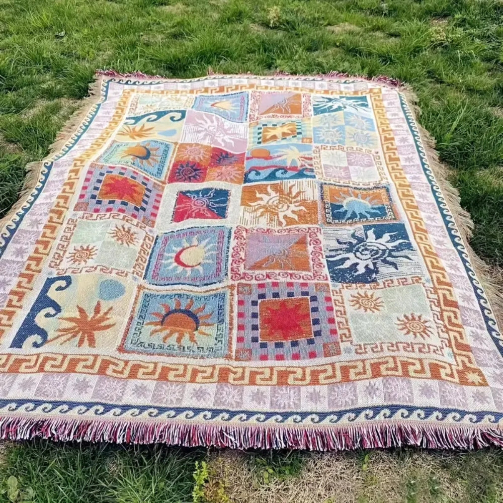 SolaraWeave Blanket - Picnic Blanket - Boho Style - Outdoor Comfort