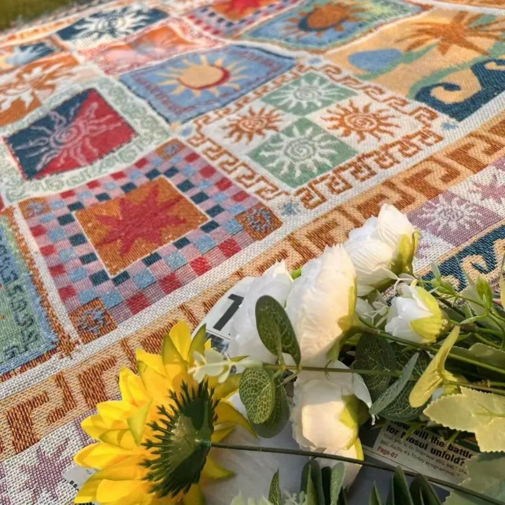 SolaraWeave Blanket - Picnic Blanket - Boho Style - Outdoor Comfort