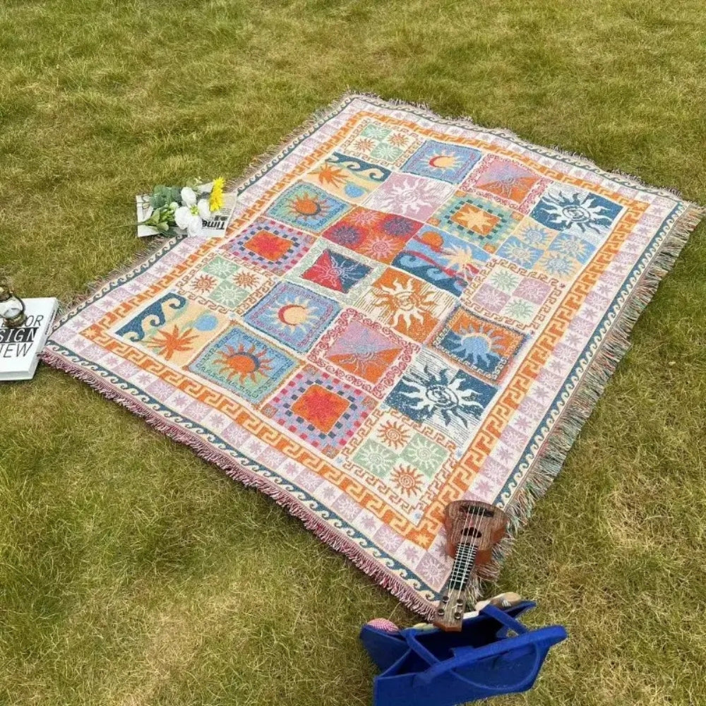 SolaraWeave Blanket - Picnic Blanket - Boho Style - Outdoor Comfort