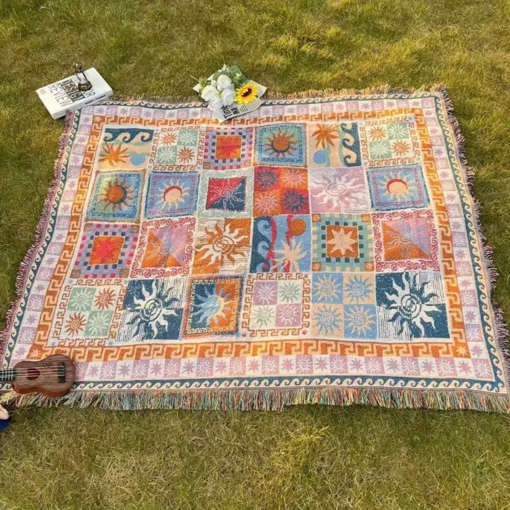 SolaraWeave Blanket - Picnic Blanket - Boho Style - Outdoor Comfort