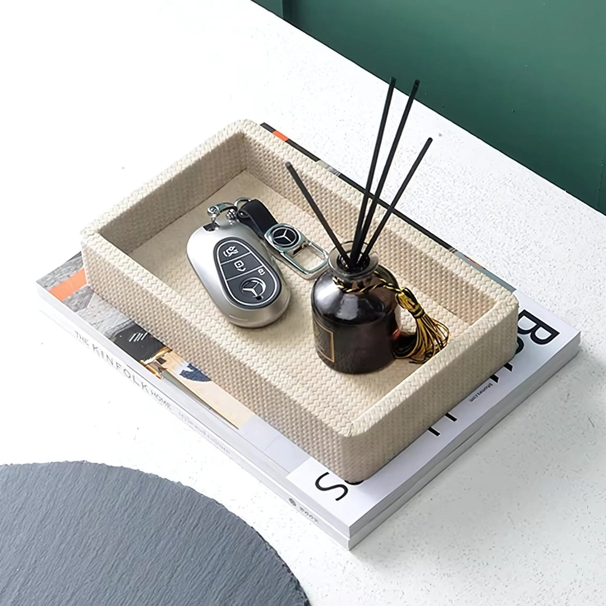Creston Desk Organiser Tray - Croc-Textured Wood, Elegant Storage for Jewelry and Essentials 5