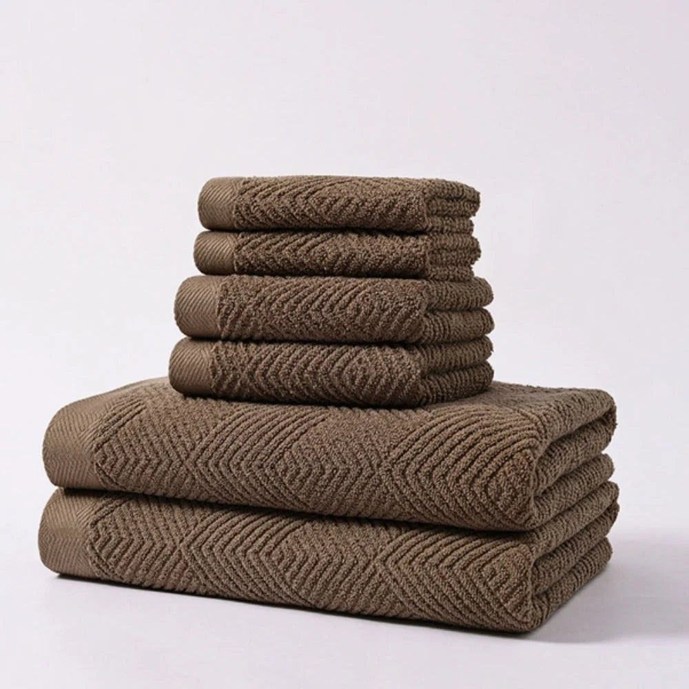 Creston Towel Set - 100% Cotton, Soft Absorbent 6pcs 3