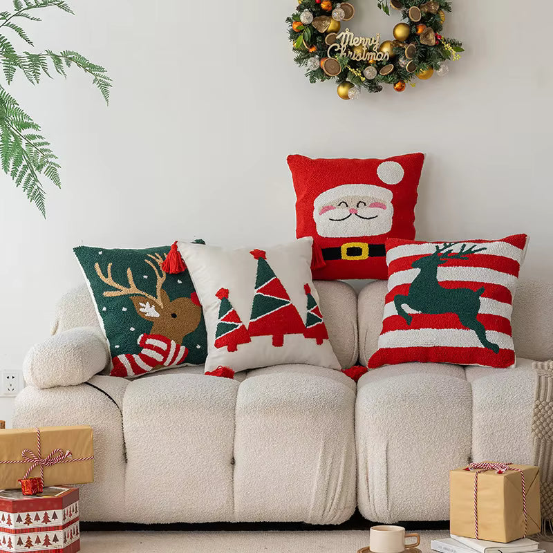 Crispin Cushion Cover - Woven Cotton, Cartoon Christmas Print 4