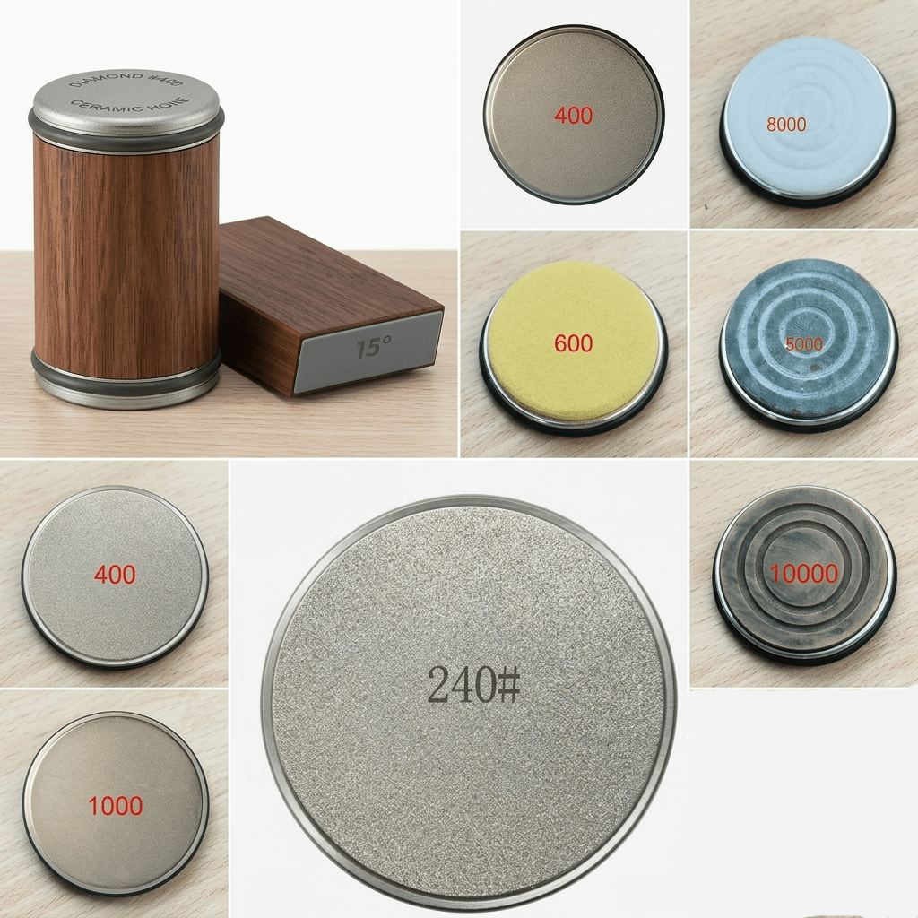 Diana Knife Sharpener Set - Diamond Grinder with Wooden Base 9