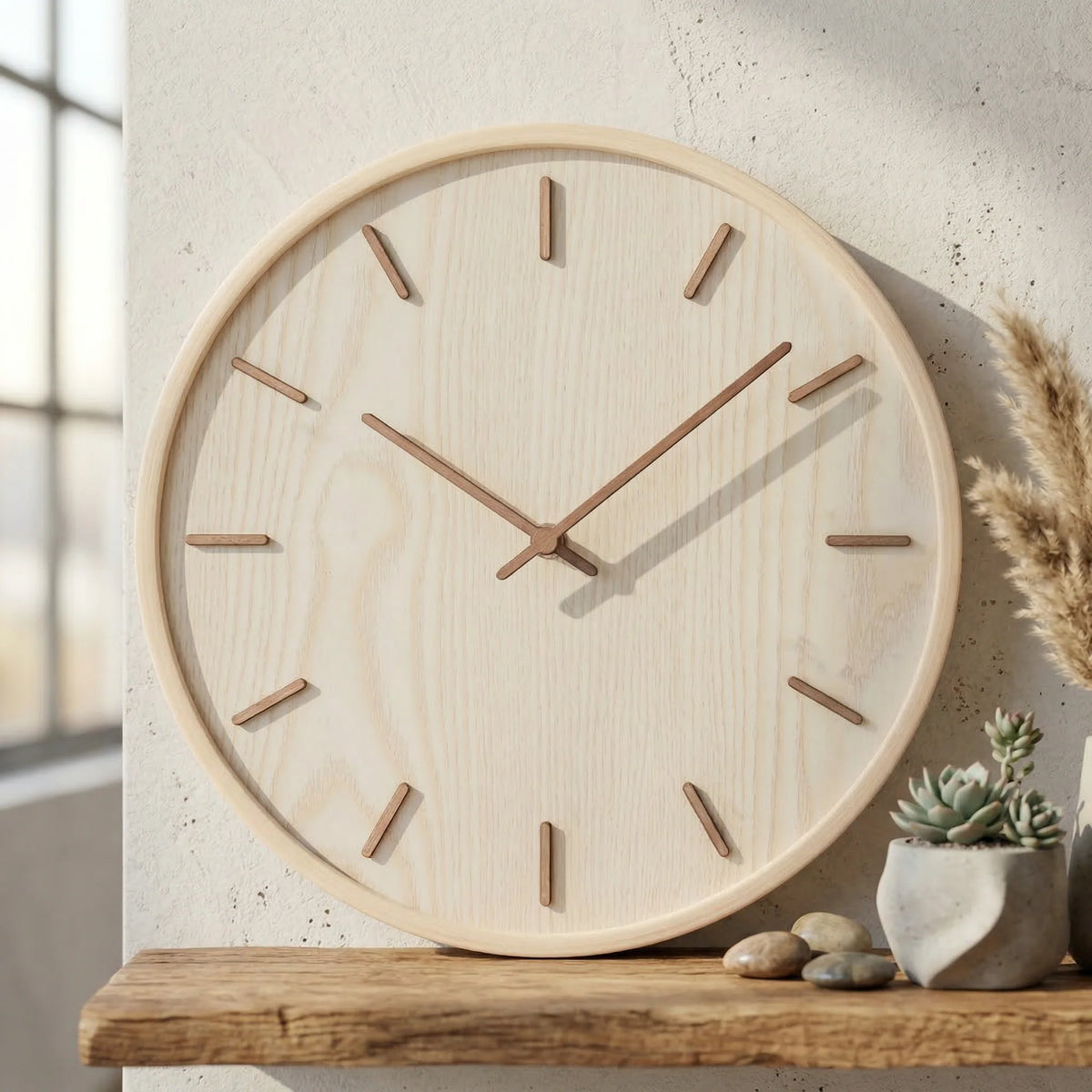 Elara Modern Wall Clock - Solid Wood, Minimalist Design Decor 1