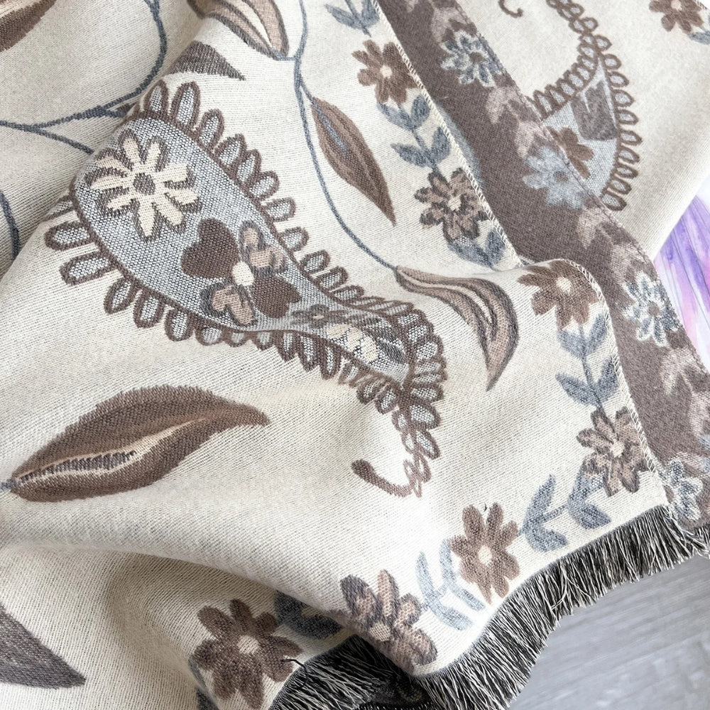 Elara Shawl Scarf - Double-Sided Floral Microfiber, Warm and Stylish 7