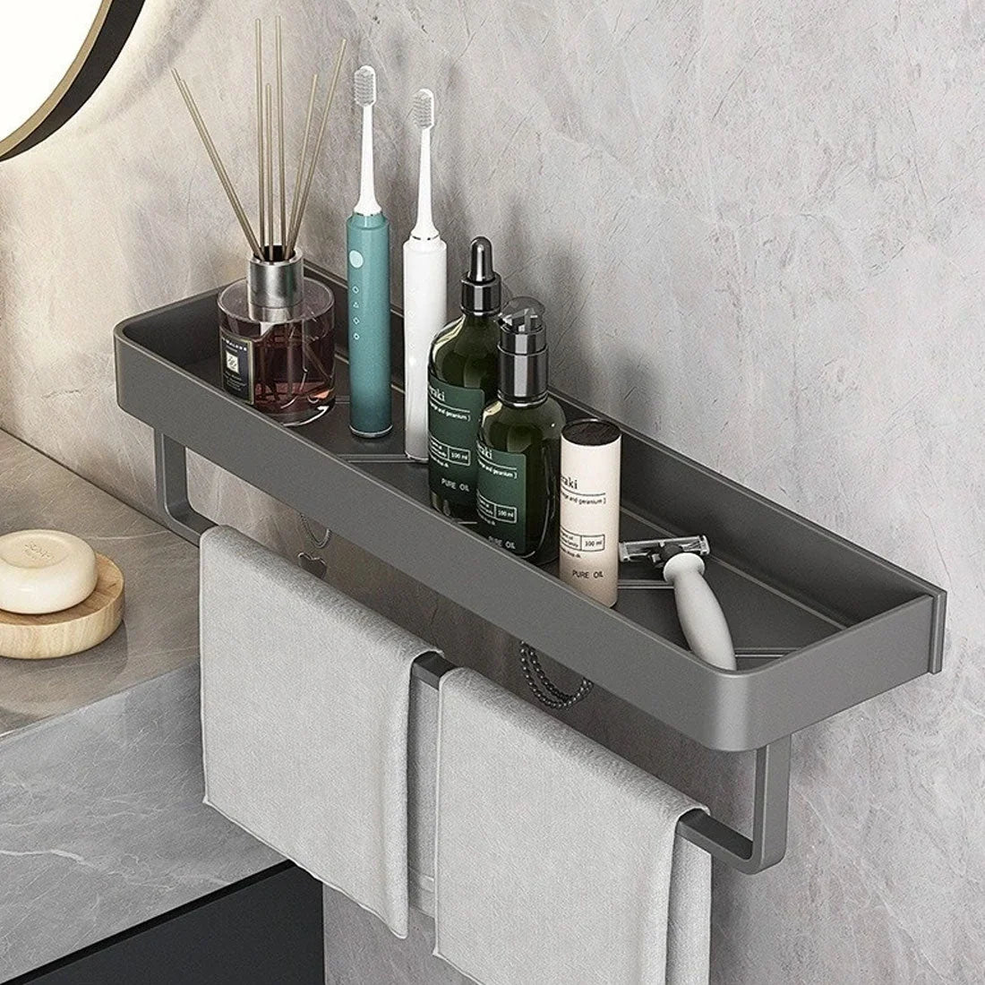 Elegant Floating Wall Shelf - Durable AquaShelf, Space-Saving Bathroom Storage, Multiple Sizes 1