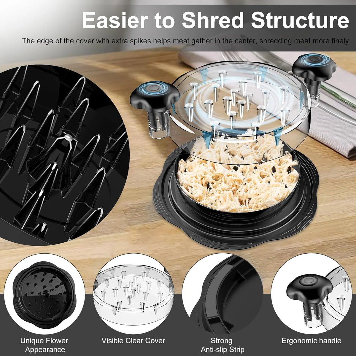 Elios Chicken Shredder Tool - Ergonomic Design, Twist Mechanism 4