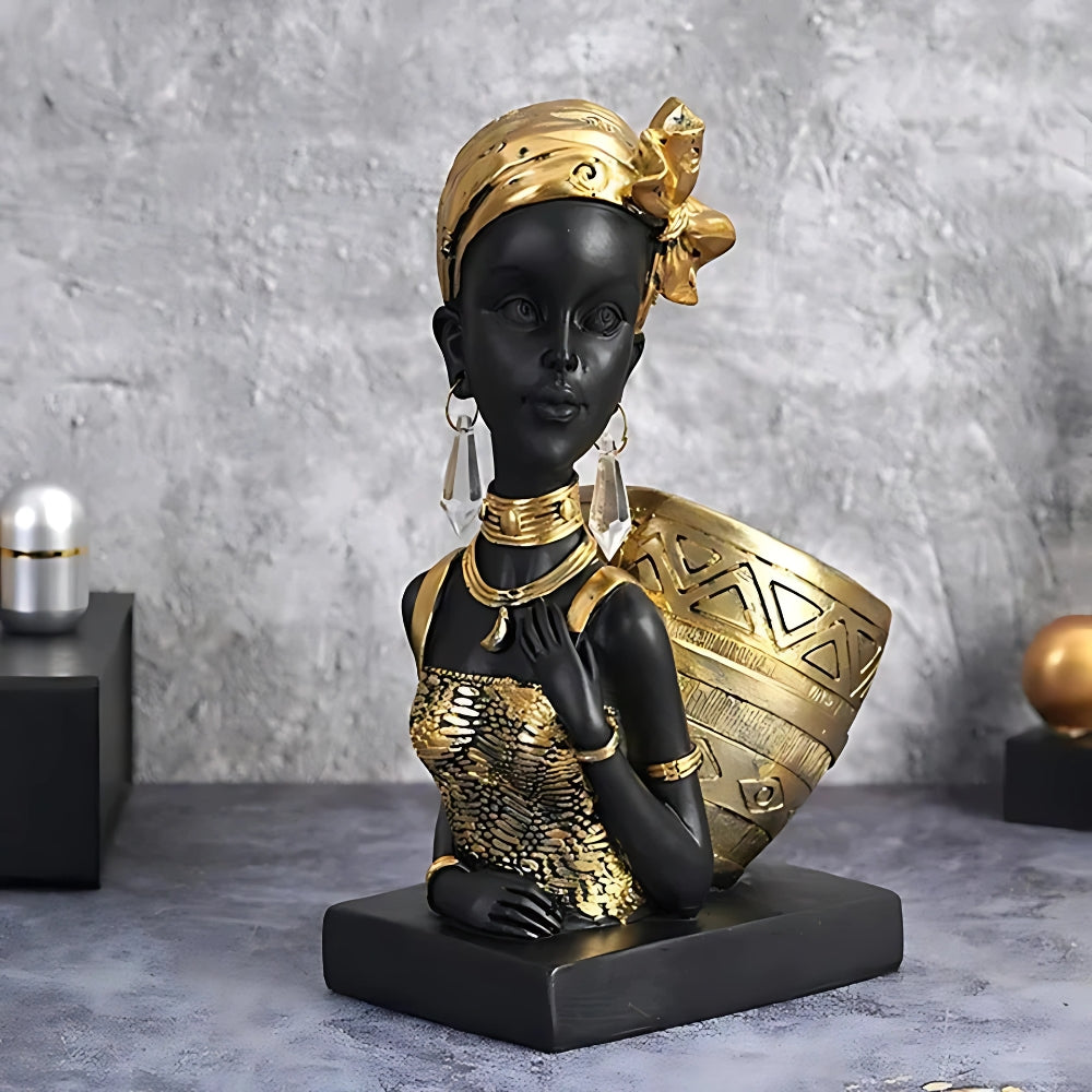 Elysia Jewelry Organizer Stand - Durable Resin, Elegant Black Female Figure 2