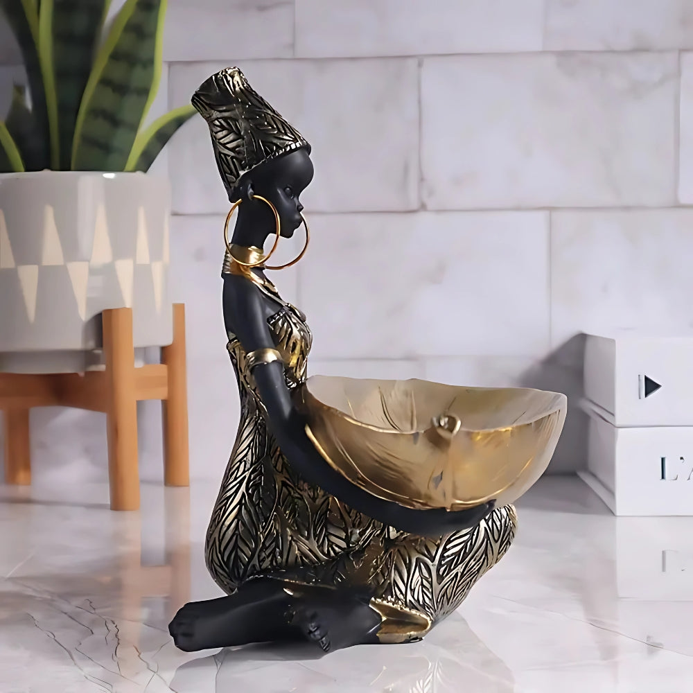 Elysia Jewelry Organizer Stand - Durable Resin, Elegant Black Female Figure 4