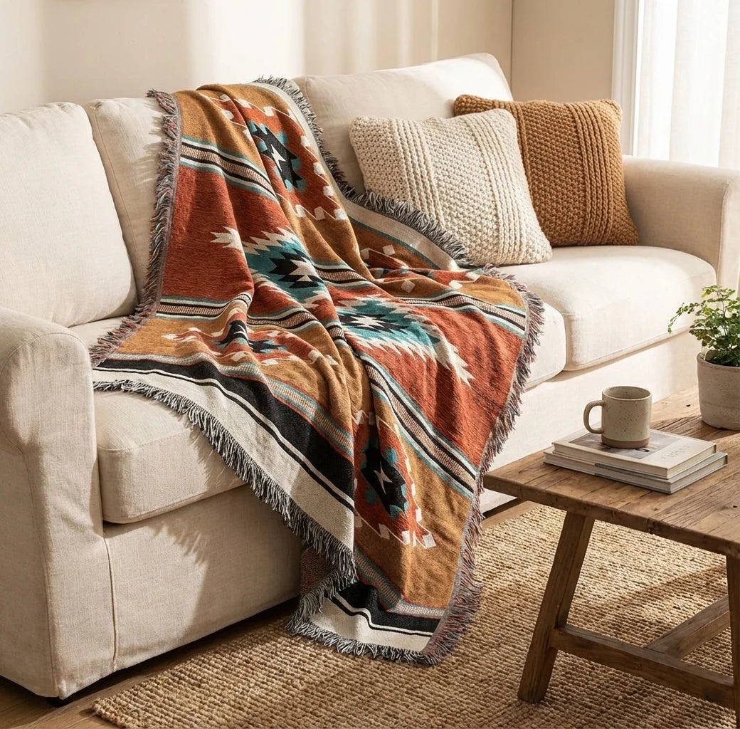 Elysian Throw Blanket - Polyester Cotton, Vibrant 130cm x 170cm 1