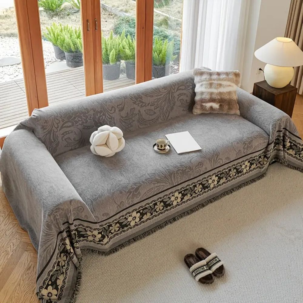 Fleur Sofa Cover - Soft Chenille, Floral Design 0