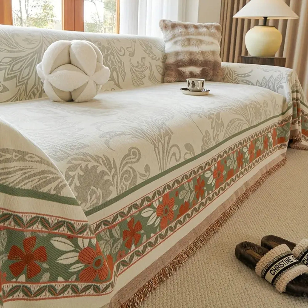 Fleur Sofa Cover - Soft Chenille, Floral Design 4