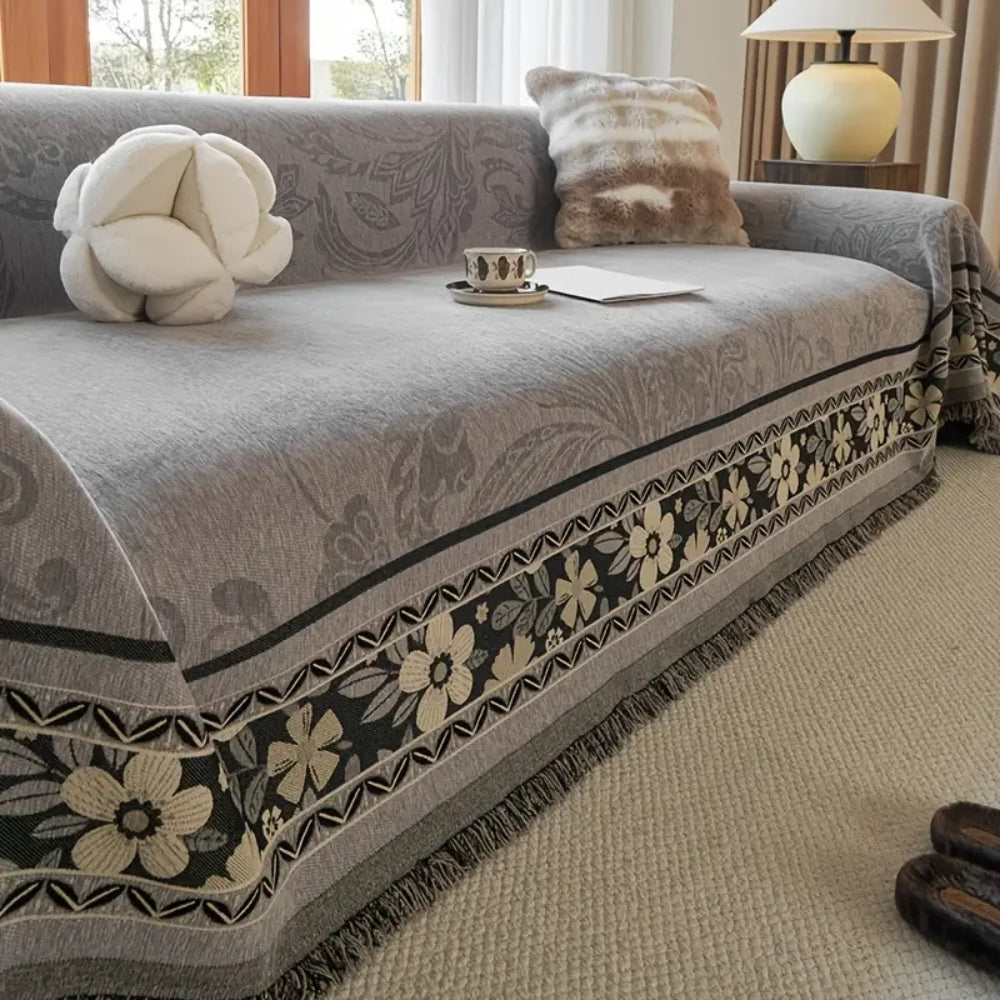 Fleur Sofa Cover - Soft Chenille, Floral Design 5