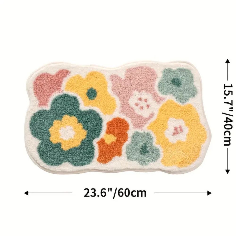 Flora Bath Mat - Soft Microfiber, Non-Slip, Absorbent Bathroom Rug 0
