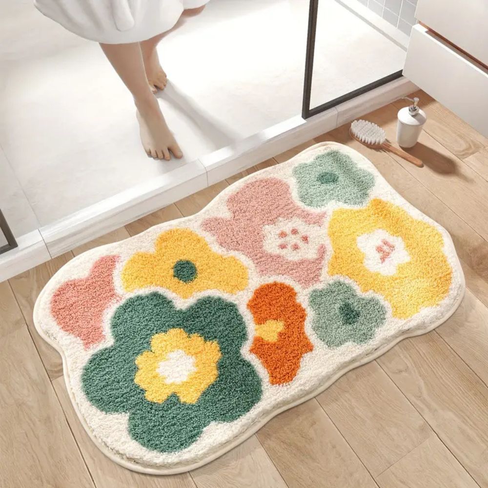 Flora Bath Mat - Soft Microfiber, Non-Slip, Absorbent Bathroom Rug 1