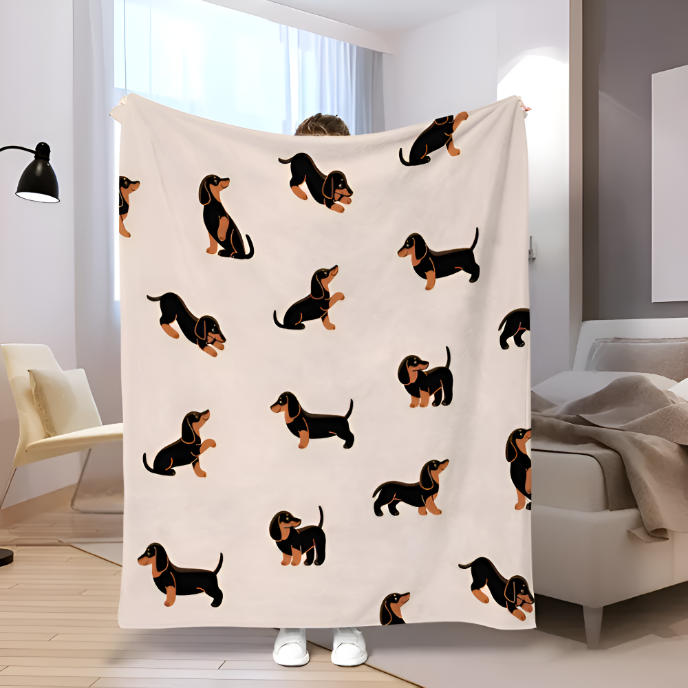PupSnuggle Blanket - Fleece Blanket - Dachshund Print - Soft All-Season Comfort