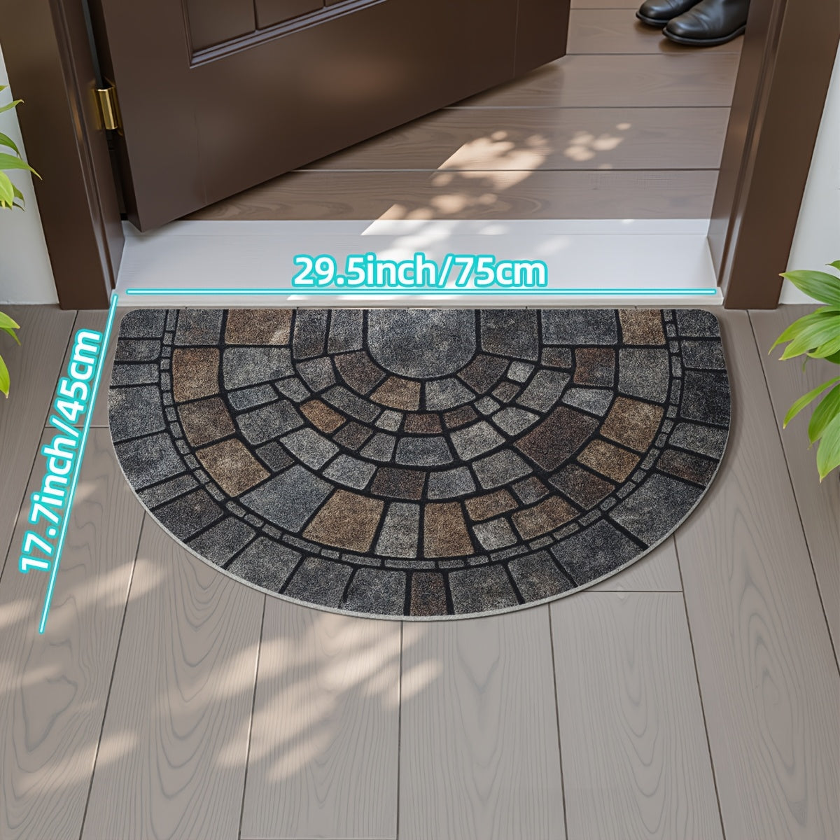 Haven Mosaic Door Mat - Non-Slip Polyester, Indoor Outdoor Use 0