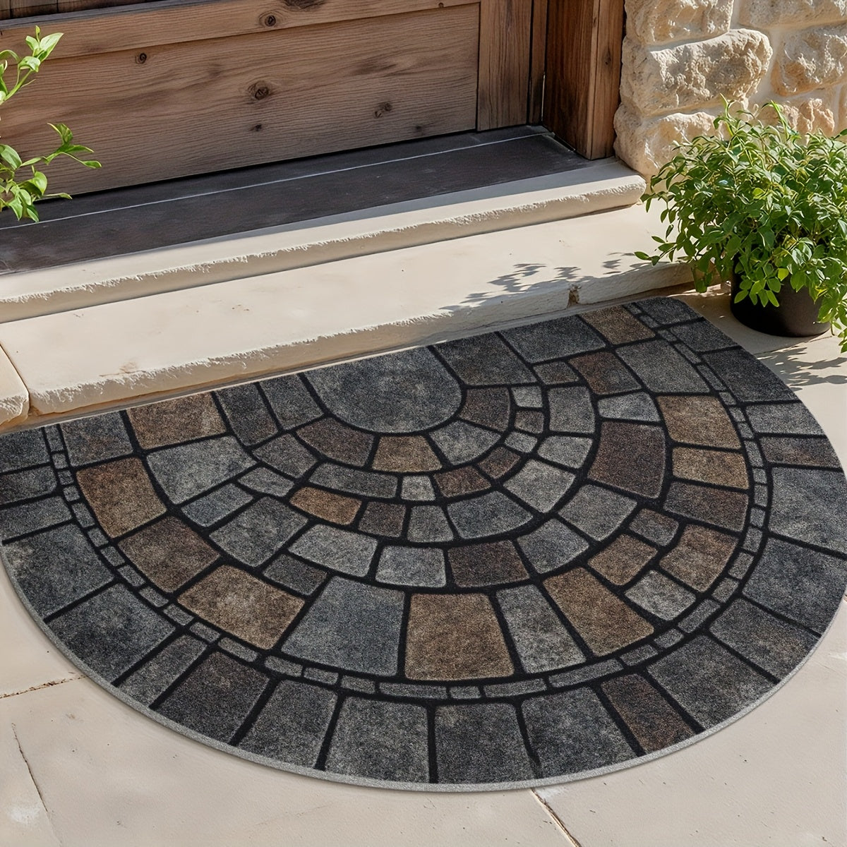 Haven Mosaic Door Mat - Non-Slip Polyester, Indoor Outdoor Use 3