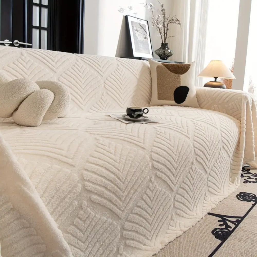 Haven Sofa Cover - Herringbone Fleece, Pet-Friendly Slipcover 1