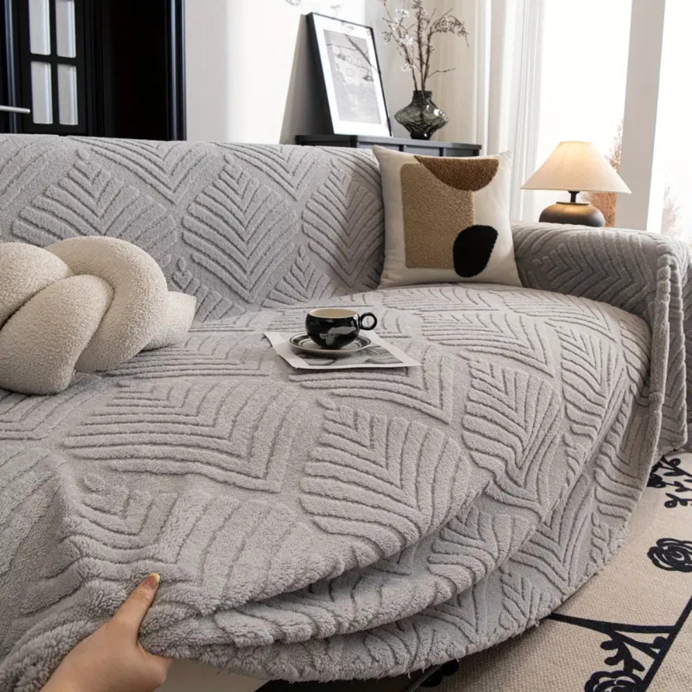 Haven Sofa Cover - Herringbone Fleece, Pet-Friendly Slipcover 2