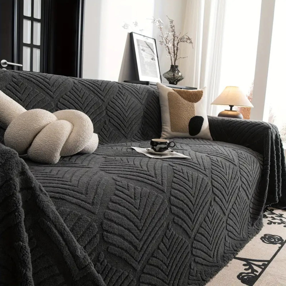 Haven Sofa Cover - Herringbone Fleece, Pet-Friendly Slipcover 3