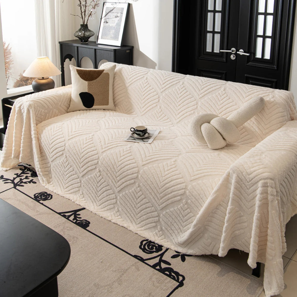 Haven Sofa Cover - Herringbone Fleece, Pet-Friendly Slipcover 4