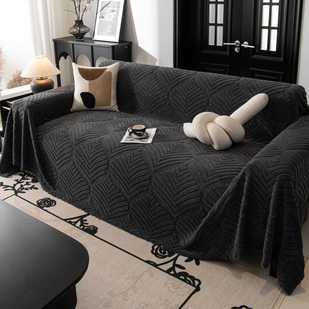 Haven Sofa Cover - Herringbone Fleece, Pet-Friendly Slipcover 6