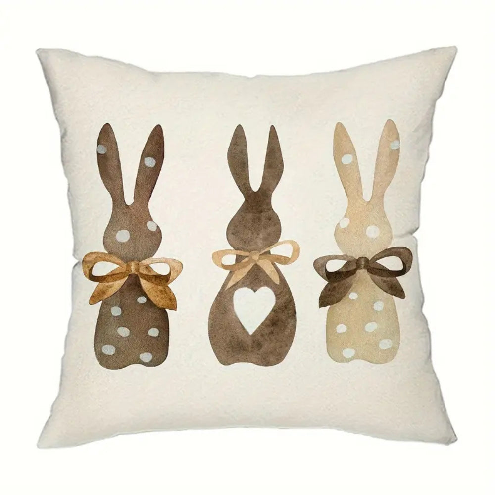 Hemp Bunny Cushion Cover - Eco-Friendly, Whimsical Design for Sofa 0